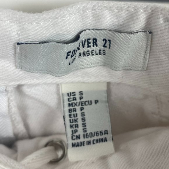 Forever 21 Small White Skirt Criss Cross Tie Denim - Picture 6 of 6